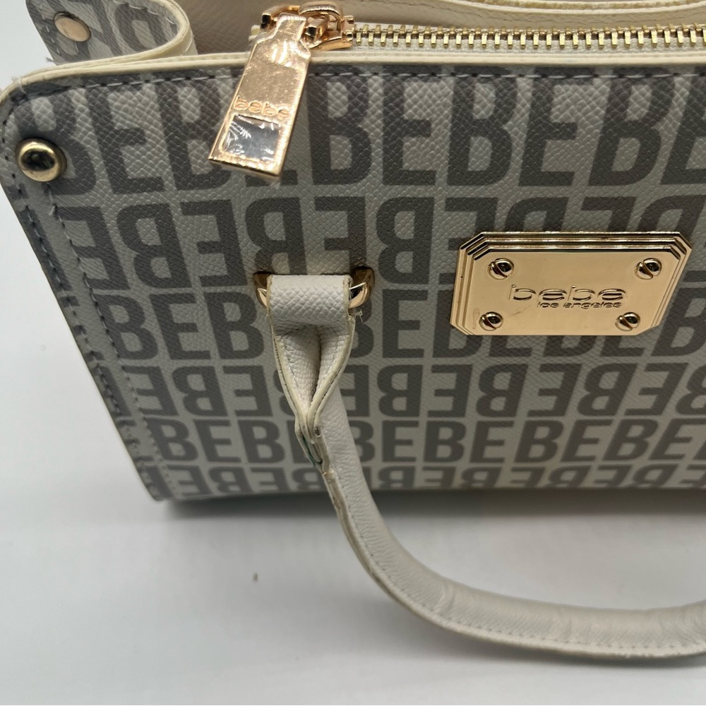 Bebe Women's Faux Leather Purse Handbag Cream Color - Picture 12 of 15